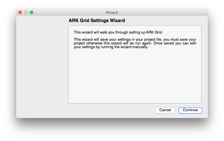 ARK Grid Project Wizard Page 1